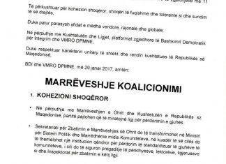 DOKUMENT/ VMRO-DPMNE kishte pranuar gjuhën shqipe në vitin 2017, ja marrëveshja për koalicion me BDI-në