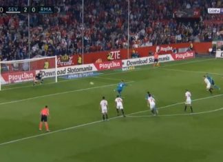 Humb penalltinë dhe kërkon tjetër penallti në topin e kthyer nga traversa, kush tjetër pos Ramos