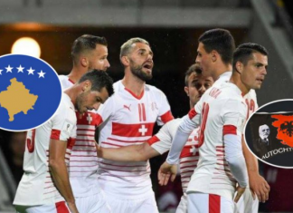 Ndalohen rreptësisht flamujt e Kosovës dhe Shqipërisë së Madhe në ndeshjen Serbi – Zvicër
