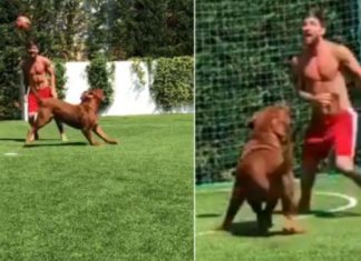 Messi e ‘çmend’ edhe qenin e tij me lojërat me top (VIDEO)