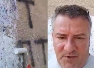 Maqedonasi turpërohet nga grafitet nacionaliste kundër shqiptarëve dhe e fshin (VIDEO)
