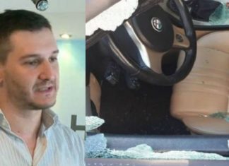 Thyhet makina e zëdhënësit të një partie në Shkup (FOTO)