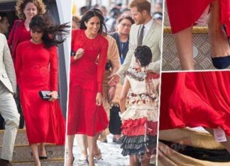 Skandali i Meghan Markle, vizitë në Tonga, harron të heqë tiketën nga fustani (FOTO)