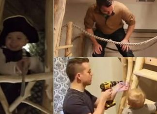 Babai ndërtoi një “kështjellë” të jashtëzakonshme prej druri, për katër fëmijët e tij (VIDEO)