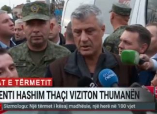 Tërmeti 5.6 ballë në momentin kur Hashim Thaçi dhe Klodiana Lala po jepnin live deklaratë (VIDEO)