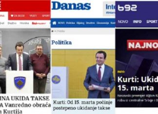 Mediat serbe flasin për heqjen e taksës nga Kurti