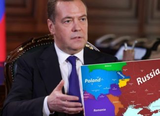 Harta tronditëse e aleatit të Putinit: Medvedev zbuloi se me kë Rusia dëshiron ta copëtojë Ukrainën