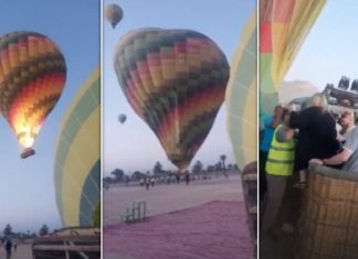 Momentet e tmerrit kur balloni me turistë bie nga 80 metra lartësi në Egjipt (VIDEO)