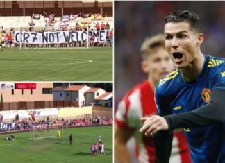 “CR7 nuk është i mirëpritur”, tifozët e Atletico Madridit shfaqin pankartën që tregon se nuk e duan Ronaldon