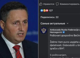 Ambasada Ruse, politikanit pro-perëndimor boshnjak: Mirë se vini në ekipin e ‘lojtarëve rusë në Bosnje dhe Hercegovinë’