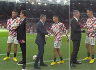 Ronaldo injoron keq Carragherin duke mos ia zgjatur dorën, Keane e Neville pastaj tallen me ish-mbrojtësin anglez (VIDEO)