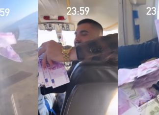‘Çmendet’ këngëtari shqiptar, hedh shuma të mëdha parash nga helikopteri (VIDEO)