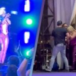 Bebe Rexha goditet me telefon në fytyrë derisa ishte duke kënduar në skenë (VIDEO)