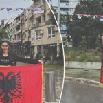 Fjolla Morina pozon me flamurin kombëtar në Mitrovicën e Veriut: Krejt Shqiptaria është e jona
