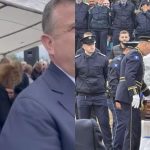 Zvdrejtori i policisë së RMV-së, Arben Jashari në ceremoninë e varrimit të policit të rënë në detyrë, Afrim Bunjaku