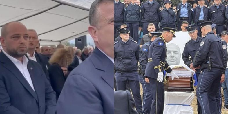 Zvdrejtori i policisë së RMV-së, Arben Jashari në ceremoninë e varrimit të policit të rënë në detyrë, Afrim Bunjaku