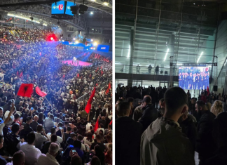 Nuk i nxe salla: Simpatizantë të VLEN-it ngelen jashtë, vendosen LED për ta parë konventën
