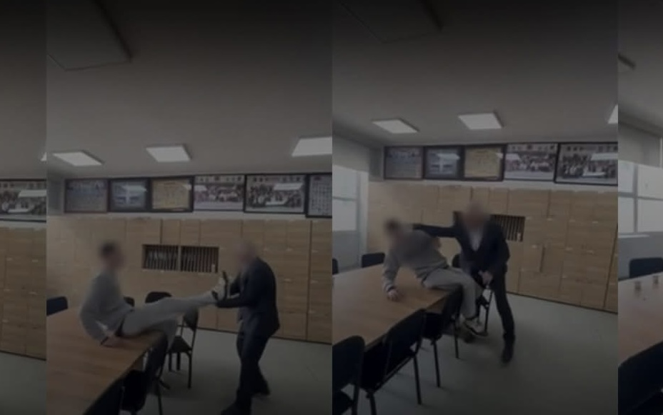 Mësimdhënësi filmohet derisa e godet një nxënës brenda një shkolle në Prishtinë  VIDEO 