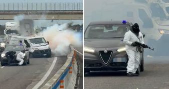Info Shqip: Skenë filmi në Itali, komandot e armatosur sulmojnë furgonin e blinduar, zjarr me policinë (VIDEO)