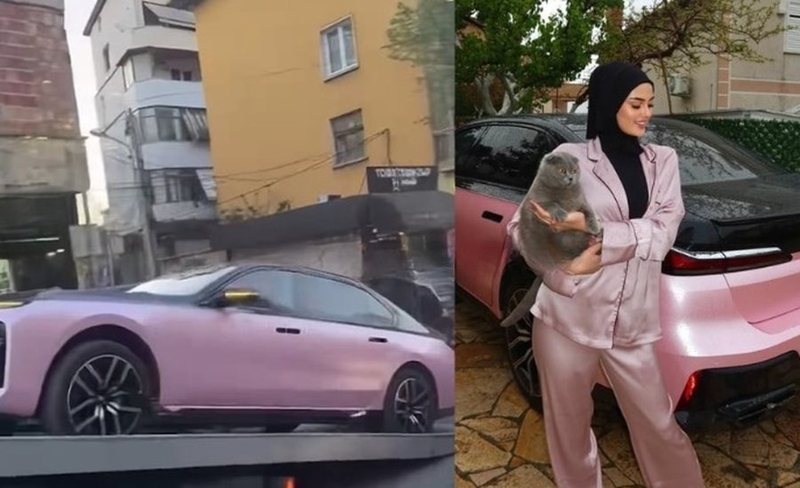 Hati në telashe  i sekuestrohet BMW ja luksoze ngjyrë rozë në mes të Tiranës  Influencierja rrethohet nga policët