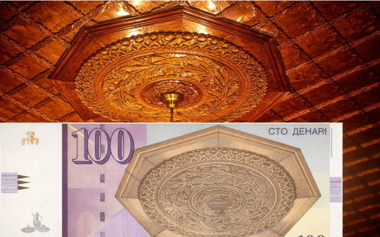 Motivi që sheh në kartëmonedhën 100 denarë është i frymëzuar nga tavanet Dibrane