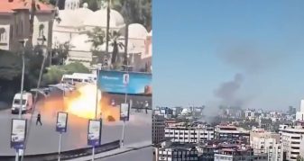 Info Shqip: Publikohen pamjet nga shpërthimi pranë hotelit ku po qëndron Macron në Damask (VIDEO)